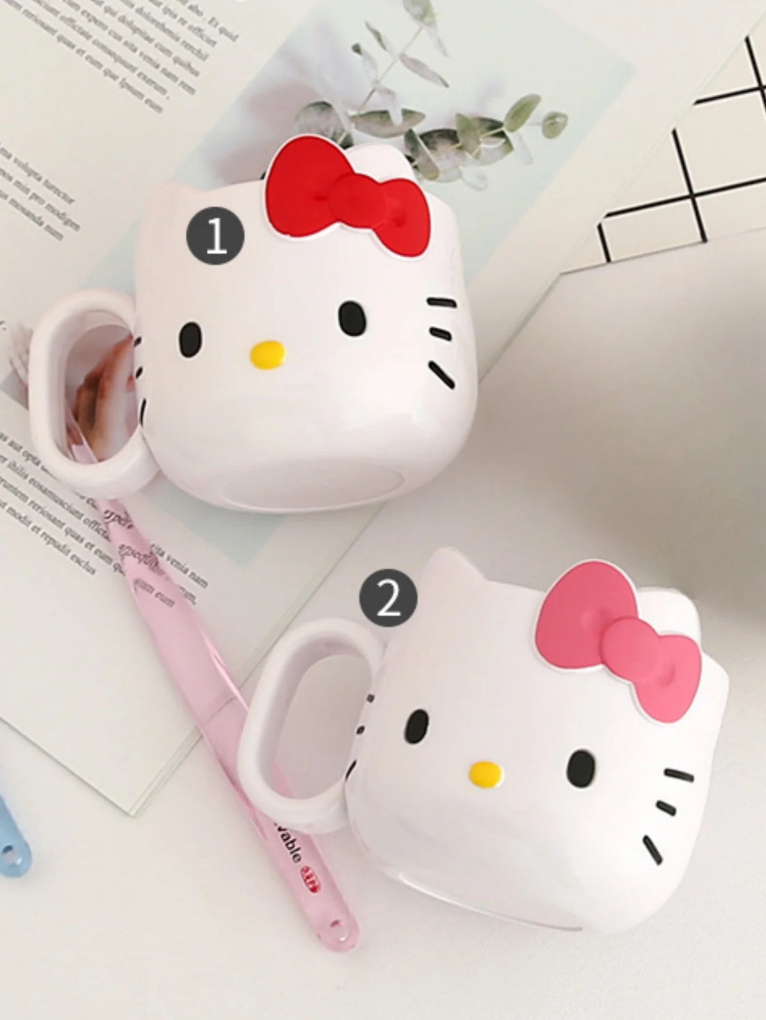 1/2pcs Kawaii Kitty Plastic Mug