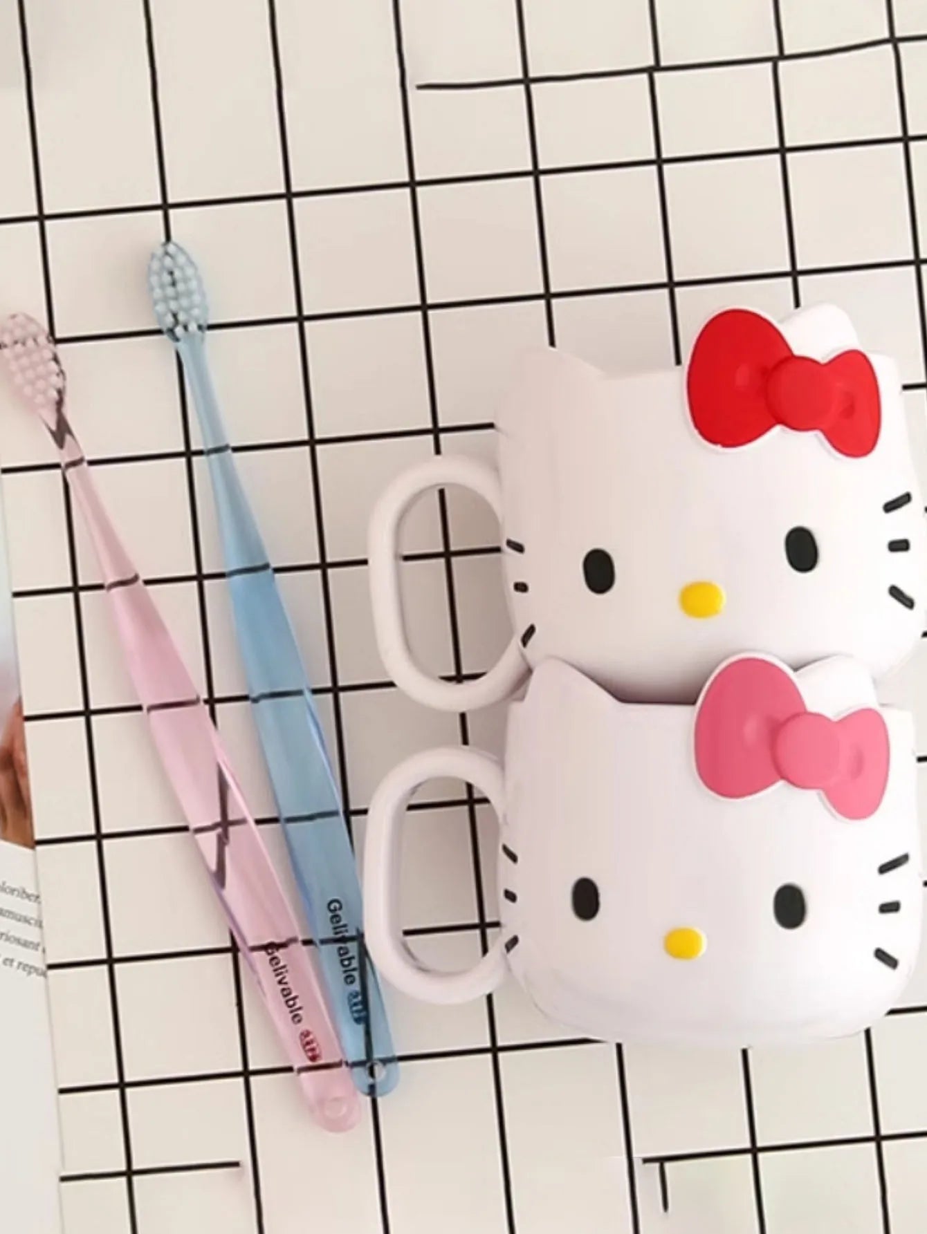 1/2pcs Kawaii Kitty Plastic Mug