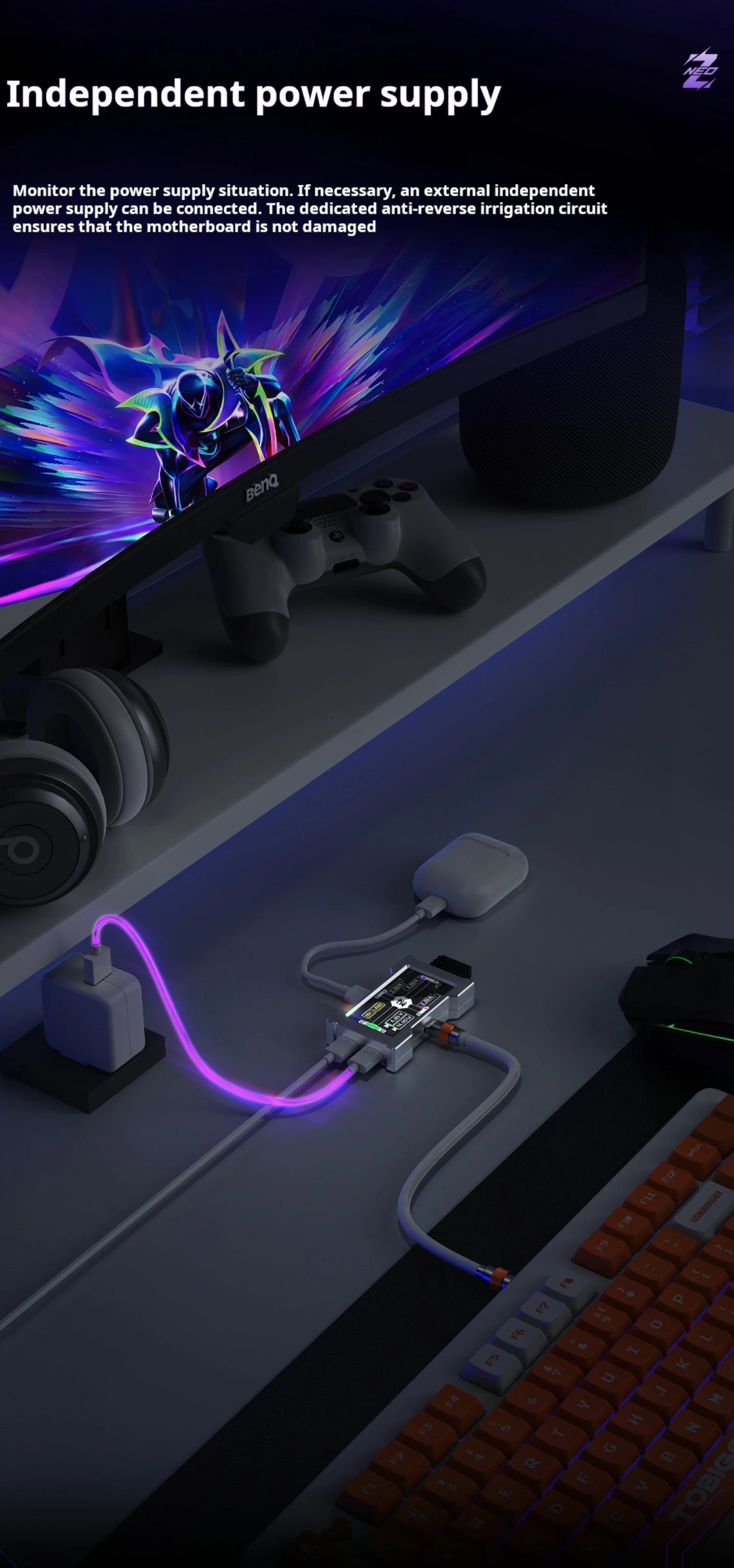 ZNEO Gaming USB Hub Desk Setup