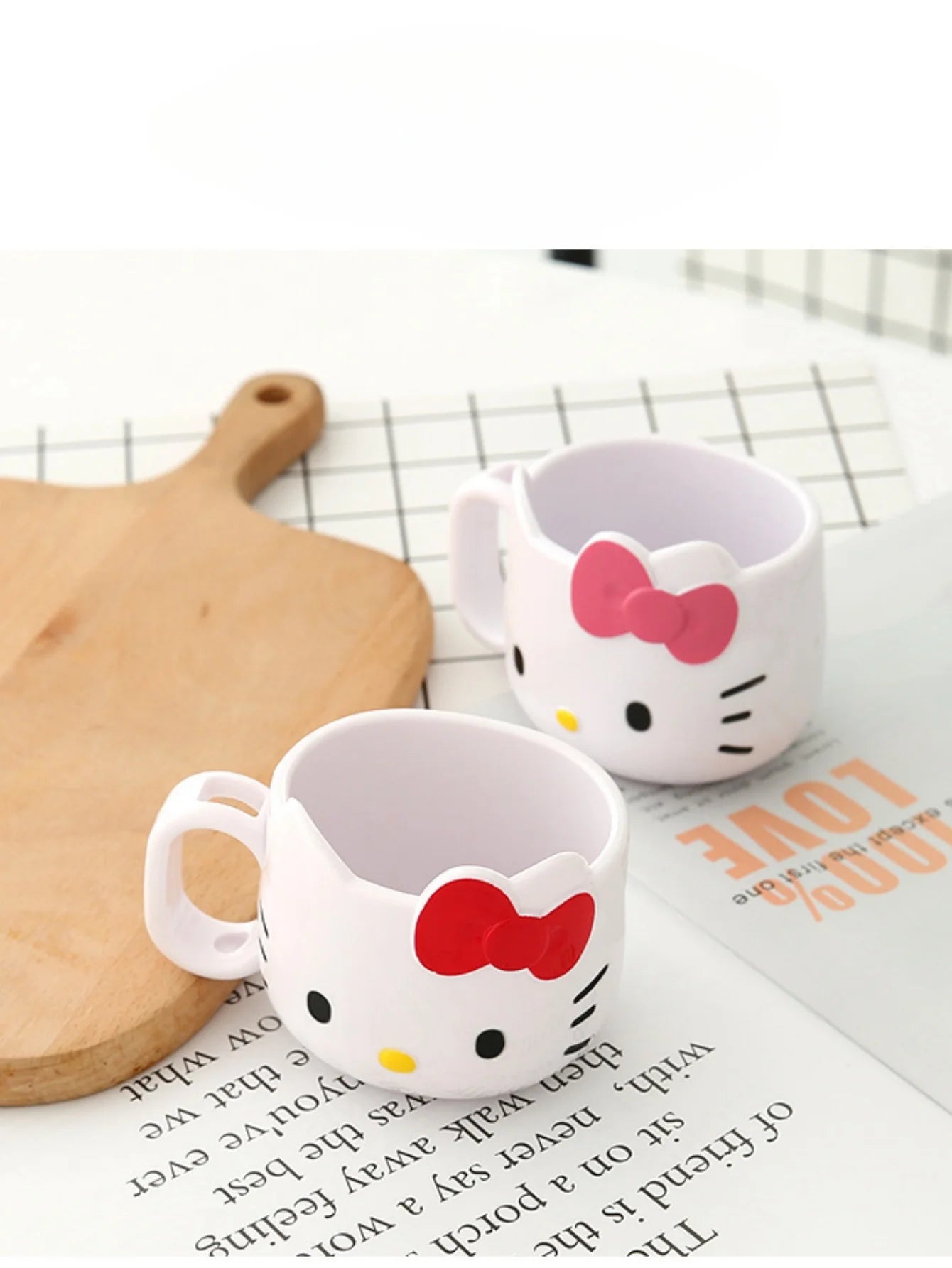 1/2pcs Kawaii Kitty Plastic Mug